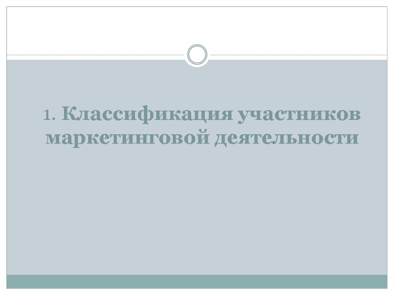 1. Классификация участников маркетинговой деятельности